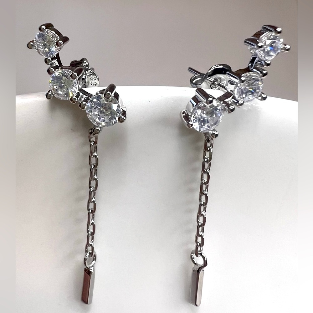 Elegant Earrings with Threader Tassel Chain